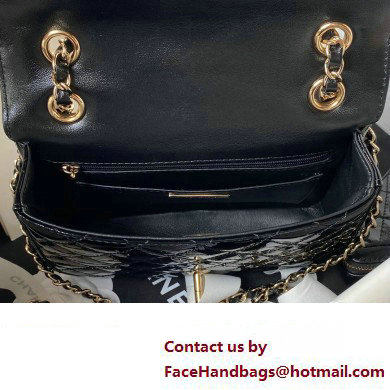 chanel Mirror Calfskin, Calfskin  &  Gold-Tone Metal Mini Flap Bag  &  Star Coin Purse AS4647 Black 2024